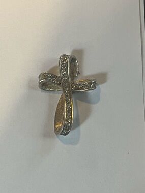 Sterling Silver Cross with colorless stones. Religious, Faith